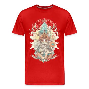 Trippy Schamane - Männer Premium Bio T-Shirt - Rot - Vorne - Damien (186cm)
