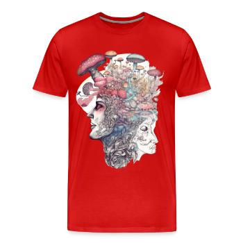 Trippy Schamane - Männer Premium Bio T-Shirt - Rot - Vorne - Damien (186cm)