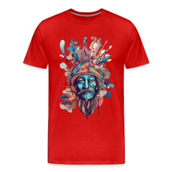 Trippy Schamane - Männer Premium Bio T-Shirt - Rot - Vorne - Damien (186cm)