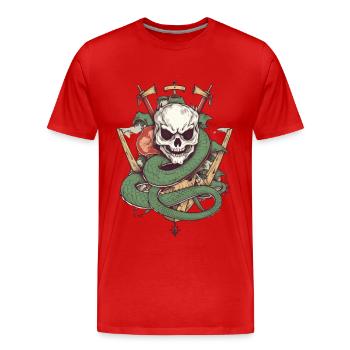 Dragon Pirate Flag - Men's Premium Organic T-Shirt - red - Front - Damien (186cm)