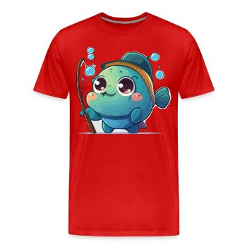 Plaisir de pêche - T-shirt bio Premium Homme - rouge - Devant - Damien (186cm)