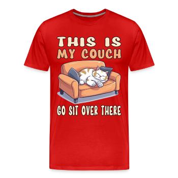 Cat Couch Sofa Funny Humor Typical Cartoon - Men's Premium Organic T-Shirt - red - Front - Damien (186cm)