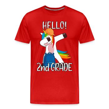 2nd grade second grader elementary school Einhorn - Men's Premium Organic T-Shirt - red - Front - Damien (186cm)