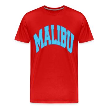 Blue MALIBU California Sport T-Shirt - Men's Premium Organic T-Shirt - red - Front - Damien (186cm)