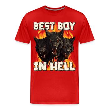 Hund Griechische Mythologie Zerberus Höllenhund - Männer Premium Bio T-Shirt - Rot - Vorne - Damien (186cm)