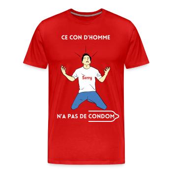 LOGO Ce con d'homme n'a pas de condom - T-shirt bio Premium Homme - rouge - Devant - Damien (186cm)