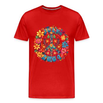 Flower Power Hippie Birthday - Juillet 2004 - T-shirt bio Premium Homme - rouge - Devant - Damien (186cm)