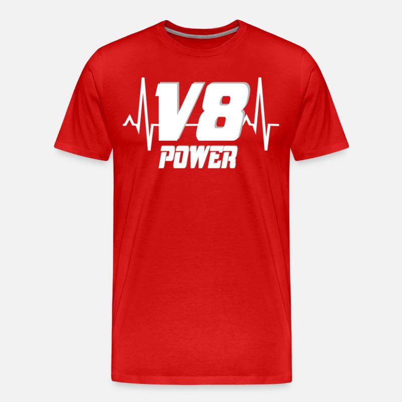 V8 - Männer Premium Bio T-Shirt - Rot