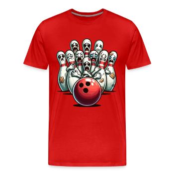Bowling Pin Faces Funny for Bowling Lovers - Men's Premium Organic T-Shirt - red - Front - Damien (186cm)