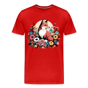 Renard Floral Floral Cottagecore Retro Animal - T-shirt bio Premium Homme - rouge - Devant - Damien (186cm)
