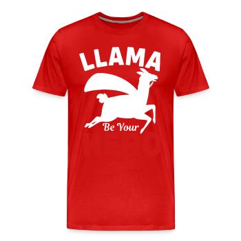 Lama soyez votre héros - Cadeaux de lama - Tshirt Lama - T-shirt bio Premium Homme - rouge - Devant - Damien (186cm)