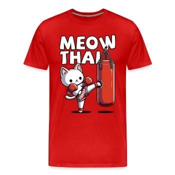 Muay Thai Boxing, Thai Boxing Kickboxen Meow Thai - Männer Premium Bio T-Shirt - Rot - Vorne - Damien (186cm)