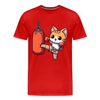 Muay Thai Boxing, Thai Boxing Kickboxing, Kickboxer - Men's Premium Organic T-Shirt - red - Front - Damien (186cm)
