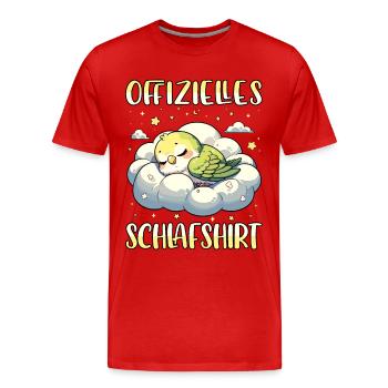 Offizielles Schlafshirt Schlafanzug Wellensittich - Männer Premium Bio T-Shirt - Rot - Vorne - Damien (186cm)