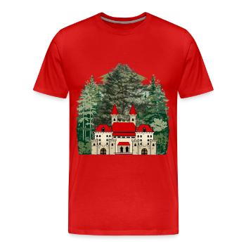 Burg Märchen Schloss Festung Mittelalter Immobilie - Männer Premium Bio T-Shirt - Rot - Vorne - Damien (186cm)