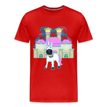 Schloss König Fabel Einhorn Märchenfigur Kind Burg - Männer Premium Bio T-Shirt - Rot - Vorne - Damien (186cm)
