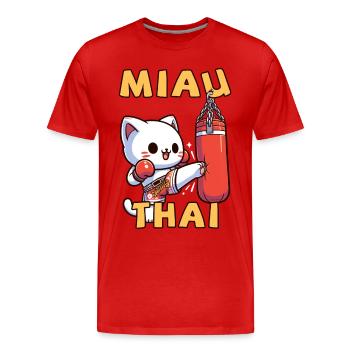Muay Thai Boxing, Thai Boxing Kickboxen Miau Thai - Männer Premium Bio T-Shirt - Rot - Vorne - Damien (186cm)