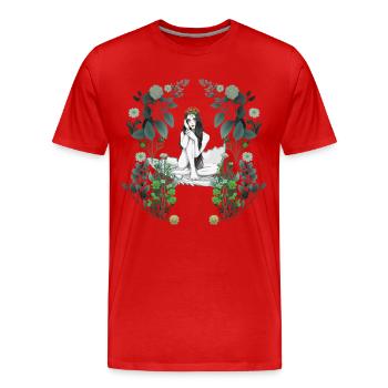 Fille Femme Printemps Floral Fantaisie Coquille D’oeuf - T-shirt bio Premium Homme - rouge - Devant - Damien (186cm)