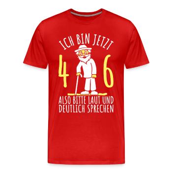 46. Geburtstag 46er 46ter Ich bin jetzt 46 Jahre - Männer Premium Bio T-Shirt - Rot - Vorne - Damien (186cm)