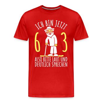 63. Geburtstag 63er 63ter Ich bin jetzt 63 Jahre - Männer Premium Bio T-Shirt - Rot - Vorne - Damien (186cm)