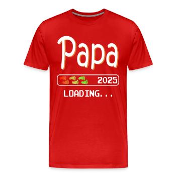 Futur papa 2025 chargement père grossesse - T-shirt bio Premium Homme - rouge - Devant - Damien (186cm)