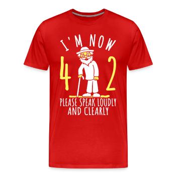 42. Geburtstag 42er 42ter Ich bin jetzt 42 Jahre - Männer Premium Bio T-Shirt - Rot - Vorne - Damien (186cm)