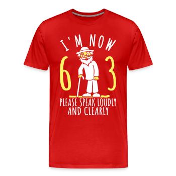 63. Geburtstag 63er 63ter Ich bin jetzt 63 Jahre - Männer Premium Bio T-Shirt - Rot - Vorne - Damien (186cm)