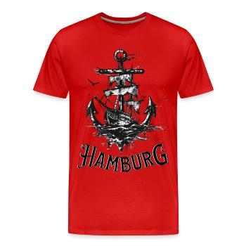Hamburg Anchor Ship Sailing Ship Sailor Seaman - Men's Premium Organic T-Shirt - red - Front - Damien (186cm)