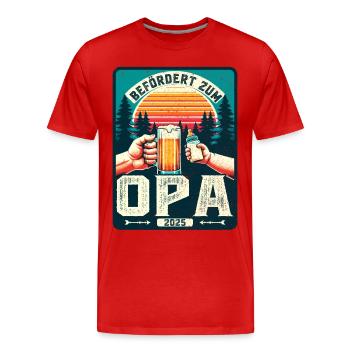 Werdender Opa - Zukünftiger Großvater Opa 2025 - Männer Premium Bio T-Shirt - Rot - Vorne - Damien (186cm)