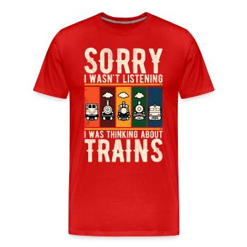 Train Locomotive Chemin De Fer Conducteur De Train Conducteur De Train - T-shirt bio Premium Homme - rouge - Devant - Damien (186cm)