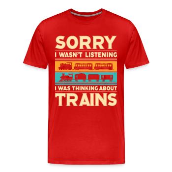 Train Locomotive Chemin De Fer Conducteur De Train Conducteur De Train - T-shirt bio Premium Homme - rouge - Devant - Damien (186cm)