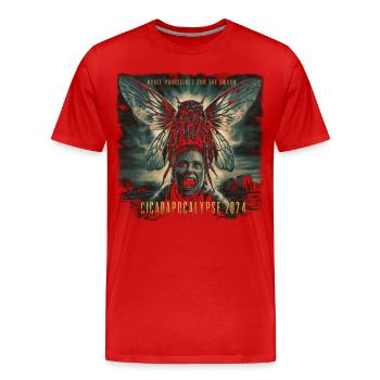 Film Horreur Cigales 2024 - T-shirt bio Premium Homme - rouge - Devant - Damien (186cm)