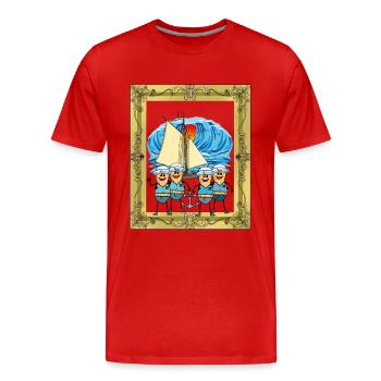 Erdnuss Seefahrer Seemann Schiff Ahoi Meer Boot - Männer Premium Bio T-Shirt - Rot - Vorne - Damien (186cm)