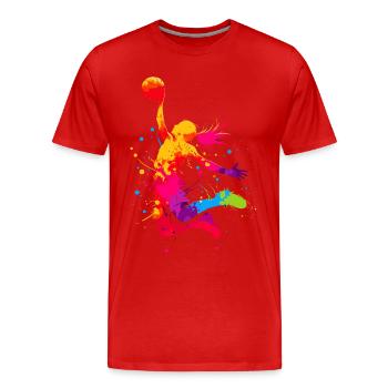 Basketball basketball player, colorful, basketball player woman - Men's Premium Organic T-Shirt - red - Front - Damien (186cm)