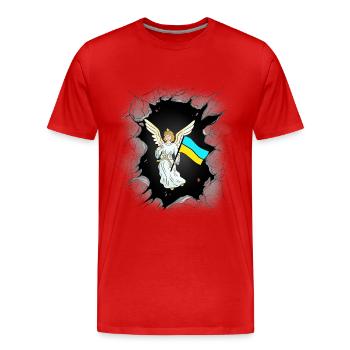Ange Ange Gardien Drapeau Ukraine Drapeaux - T-shirt bio Premium Homme - rouge - Devant - Damien (186cm)