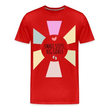Kleine Schritte, große Ziele - Männer Premium Bio T-Shirt - Rot - Vorne - Damien (186cm)