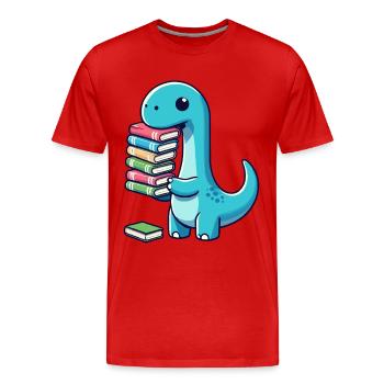 Livres de lecture Dinosaure Livre Amateur de livres - T-shirt bio Premium Homme - rouge - Devant - Damien (186cm)
