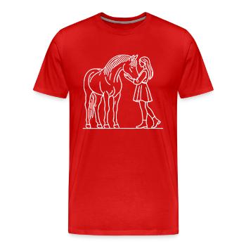 Cavalier Équitation Horse Head Equestrian - T-shirt bio Premium Homme - rouge - Devant - Damien (186cm)