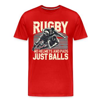 Rugby, rugby players, funny rugby - Men's Premium Organic T-Shirt - red - Front - Damien (186cm)