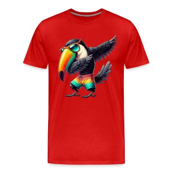 Tukan, Tropischer Vogel, Dabbing, Sommer, Strand - Männer Premium Bio T-Shirt - Rot - Vorne - Damien (186cm)