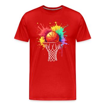 Basket-ball Joueur De Basket-Ball, Splash, Joueur De Basket-ball - T-shirt bio Premium Homme - rouge - Devant - Damien (186cm)