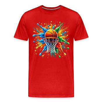 basket-ball joueur de basket-ball, Splash, joueur de basket-ball - T-shirt bio Premium Homme - rouge - Devant - Damien (186cm)