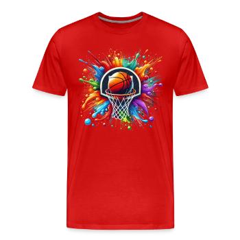 basket-ball joueur de basket-ball, Splash, joueur de basket-ball - T-shirt bio Premium Homme - rouge - Devant - Damien (186cm)