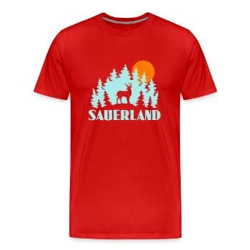 Sauerland - Männer Premium Bio T-Shirt - Rot - Vorne - Damien (186cm)