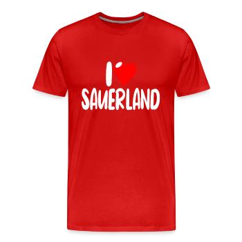 Sauerland - Männer Premium Bio T-Shirt - Rot - Vorne - Damien (186cm)