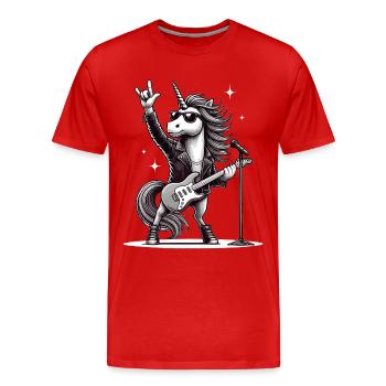 Rock, Rocker, Musique rock, Heavy metal, Rock Hand - T-shirt bio Premium Homme - rouge - Devant - Damien (186cm)