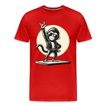 Rock, Rocker, Musique rock, Heavy metal, Rock Hand - T-shirt bio Premium Homme - rouge - Devant - Damien (186cm)