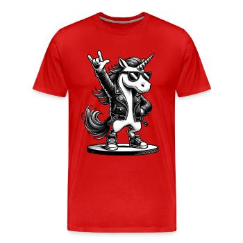 Rock, Rocker, Musique rock, Heavy metal, Rock Hand - T-shirt bio Premium Homme - rouge - Devant - Damien (186cm)