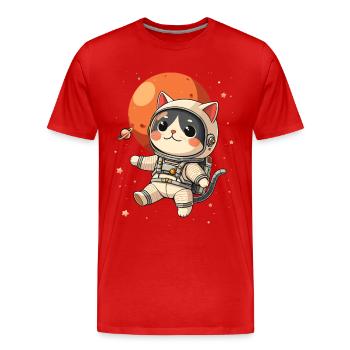 Chat, Espace, Astronaute, Espace, Kawaii - T-shirt bio Premium Homme - rouge - Devant - Damien (186cm)