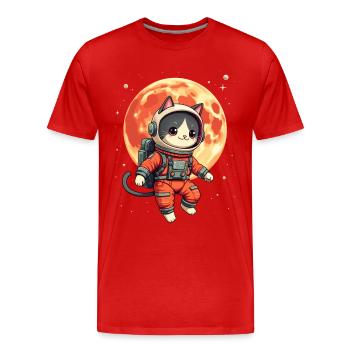 Chat, Espace, Astronaute, Espace, Kawaii - T-shirt bio Premium Homme - rouge - Devant - Damien (186cm)